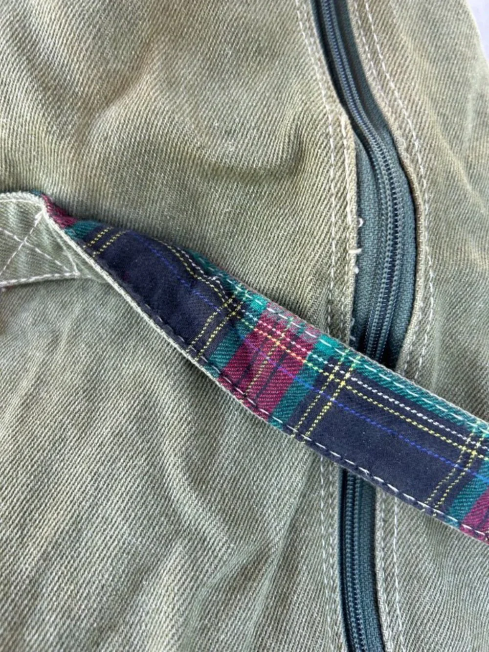 Gitano Vintage 80s Drab Army Green Denim Canvas Duffle Bag Used